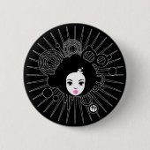 Afro Chick Ronde Button 5,7 Cm (Voorkant)