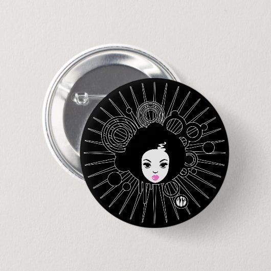Afro Chick Ronde Button 5,7 Cm (Voorkant /achterkant)
