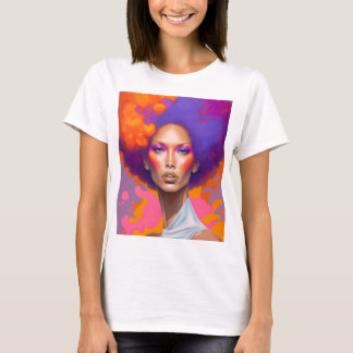 Afro Christy Color Splash Art T-Shirts voor vrouwe