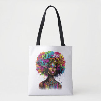 Afro Colorful Unapologetically Black Woman Tote Bag