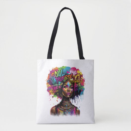 Afro Colorful Unapologetically Black Woman Tote Bag (Voorkant)