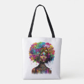 Afro Colorful Unapologetically Black Woman Tote Bag (Achterkant)