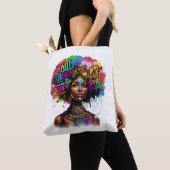 Afro Colorful Unapologetically Black Woman Tote Bag (Dichtbij)
