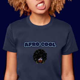 Afro Cool - Navy Dames Slim Fit T-shirt