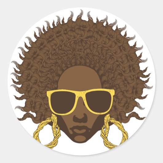 Afro Cool Ronde Sticker (Voorkant)