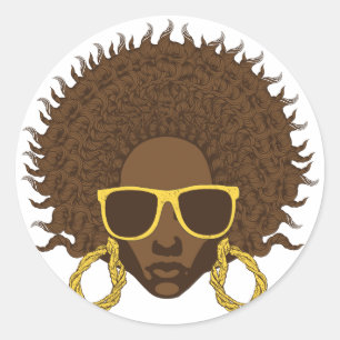 Afro Cool Ronde Sticker