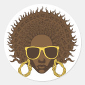 Afro Cool Ronde Sticker (Voorkant)