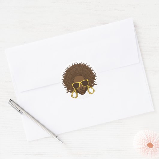 Afro Cool Ronde Sticker (Envelop)