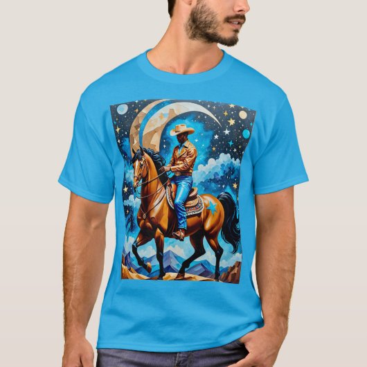 Afro Cowboy onder sterren T-shirt (Voorkant)