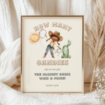 Afro Cowgirl Baby shower Hoeveel Snoepjes spel