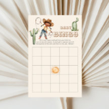 Afro Cowgirl Ranch Baby shower Bingo Game Kaart