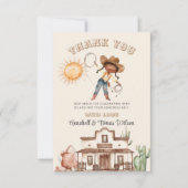 Afro Cowgirl Western Girl Ranch Cactus Baby shower Bedankkaart (Voorkant)