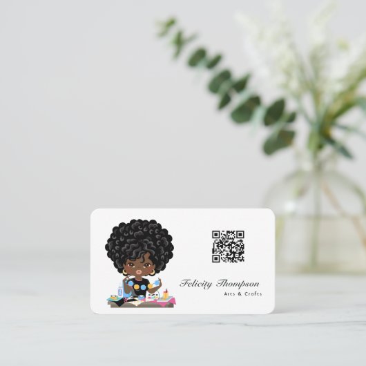 Afro Crafter QR-code Visitekaartje (Staand voorkant)