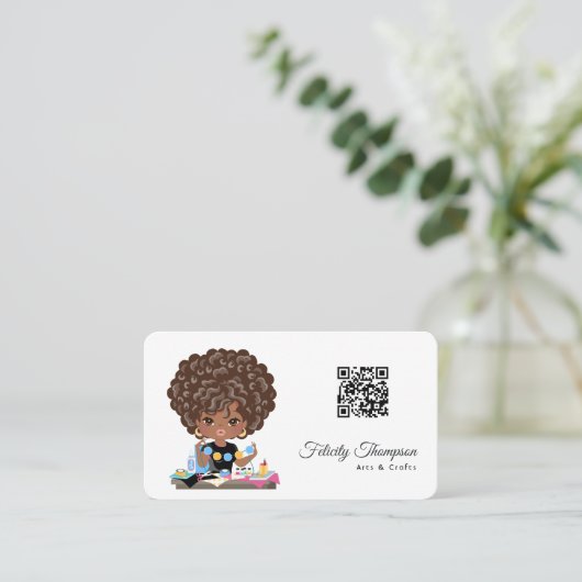 Afro Crafter QR-code Visitekaartje (Staand voorkant)