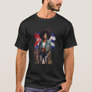 Afro-Cubaanse zwarte Latina Cuba Vlag Santeria Car T-shirt