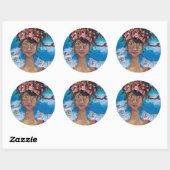 Afro Cuban Latina Beauty Flower Crown Ronde Sticker (Vel)