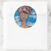 Afro Cuban Latina Beauty Flower Crown Ronde Sticker (Tas)