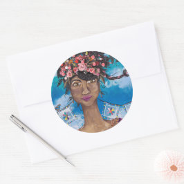 Afro Cuban Latina Beauty Flower Crown Ronde Sticker