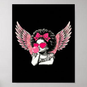 Afro Cupido Met Zonnebril Die Bubble Gum Blaast Va Poster