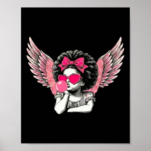 Afro Cupido Met Zonnebril Die Bubble Gum Blaast Va Poster (Voorkant)