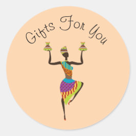 Afro-dame design Gift business branding Ronde Sticker