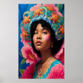 Afro-dame met pet van zeester poster (Voorkant)