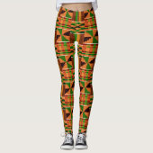 Afro Design Classic Oranje Kente Leggings (Voorkant)