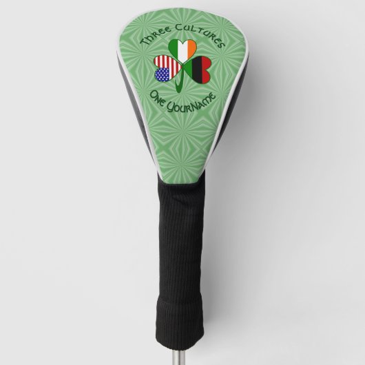 Afro-diaspora Iers Amerikaans Shamrock Persoonlijk Golfheadcover (Voorkant)