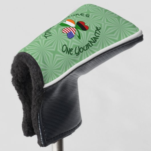 Afro-diaspora Iers Amerikaans Shamrock Persoonlijk Golfheadcover (3/4 voorkant)