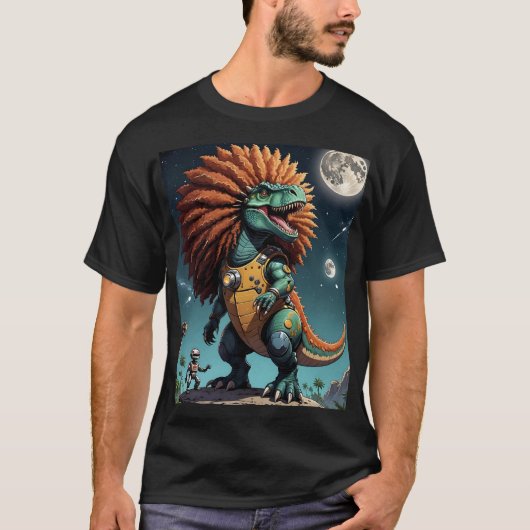 Afro Dino Cosmic Warrior Suit T-shirt (Voorkant)