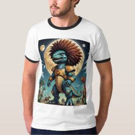 Afro-dinosaurus in de ruimte Armor Grappig T-shirt