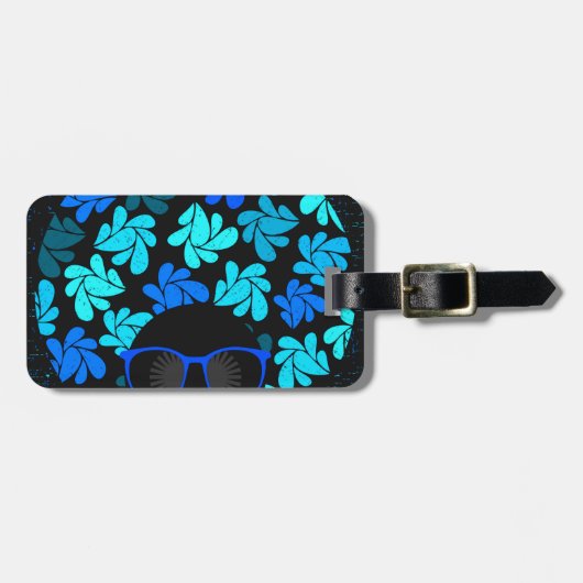 Afro Diva Blauw  Bagagelabel (Voorkant horizontaal)