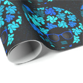 Afro Diva Blauw Cadeaupapier (Rol Hoek)