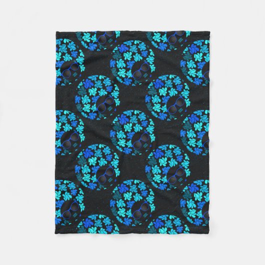 Afro Diva Blauw  Fleece Deken (Voorkant)