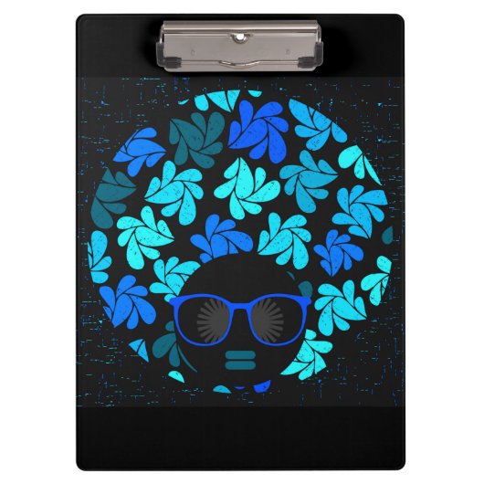 Afro Diva Blauw  Klembord (Voorkant)