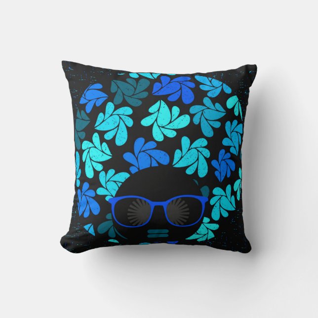 Afro Diva Blauw  Kussen (Voorkant)