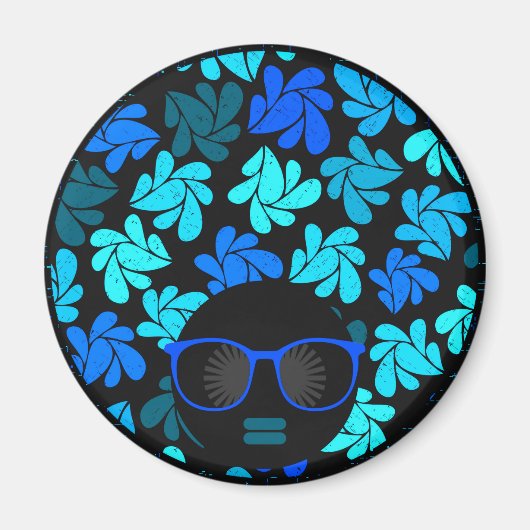 Afro Diva Blauw Magneet (Voorkant)