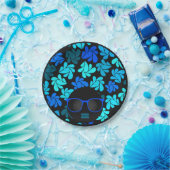Afro Diva Blauw  Papieren Bordje (Feest)