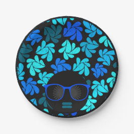 Afro Diva Blauw  Papieren Bordje