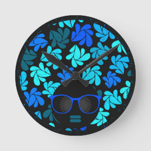 Afro Diva Blauw Ronde Klok