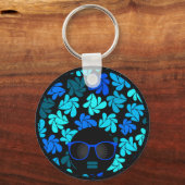 Afro Diva Blauw  Sleutelhanger (Voorkant)