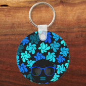 Afro Diva Blauw  Sleutelhanger (Voorkant)
