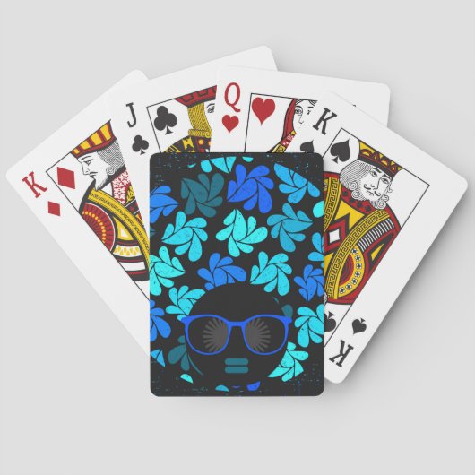 Afro Diva Blauw  Speelkaarten (Achterkant)