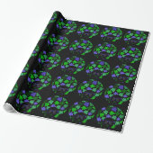 Afro Diva Green & Blue Cadeaupapier (Uitgerold)