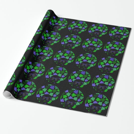 Afro Diva Green & Blue Cadeaupapier (Uitgerold)