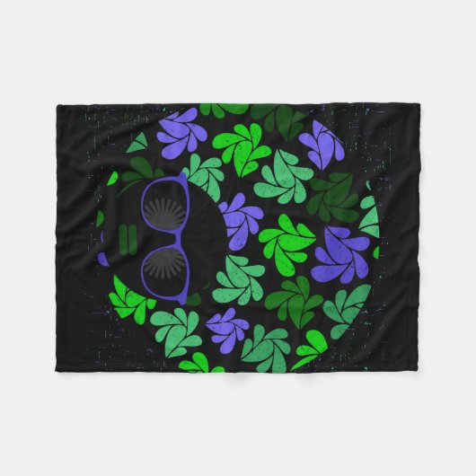 Afro Diva Green & Blue Fleece Deken (Voorkant (Horizontaal))