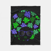 Afro Diva Green & Blue Fleece Deken (Voorkant)