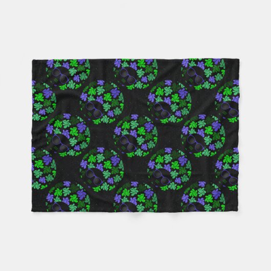 Afro Diva Green & Blue Fleece Deken (Voorkant (Horizontaal))