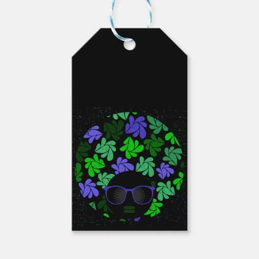 Afro Diva Groen & Blauw Cadeaulabel (Voorkant)