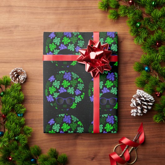 Afro Diva Groen & Blauw Cadeaupapier (Feestdagen Geschenken)